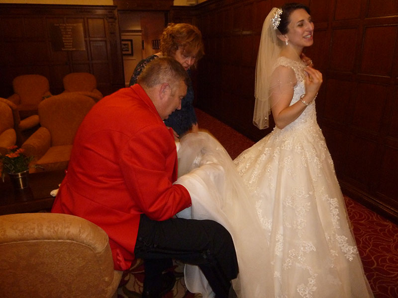 Peter Tautz Toastmaster at wedding assisting the Bride